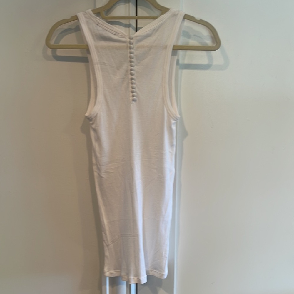 Vince Button Back Tank, White, Size Medium - image 4